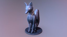 Fox Shrine prop, fox, shrine, statue, impact, creature, stylized, genshin