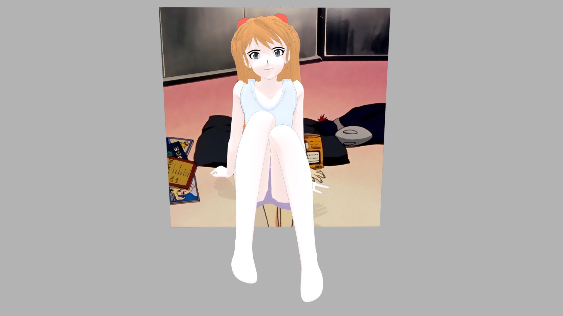 3d model of the character Asuka Langley from the anime Neon Genesis Evangelion
All materials are 100% procedural so some of them can't translate well to an image texture
Rig is good for posing but not optimal for animating
Let me know what other character you're interested in :3