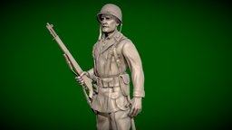 US Soldier WW2 - 3d Printable - Free stl, rifle, mini, marine, us, printer, soldier, action, army, miniature, historical, detailed, figurine, american, garand, m1, gi, battle, actionfigure, 3d-printing, highresolution, resin, wargaming, downloadable, watertight, 3d-printable, highres, freedownload, zbrushsculpt, highquality, military-history, freemodel, photon, zbrush, free, war, highpoly, anycubic
