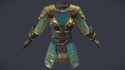 $AVE Female Fantasy Armour Suit And Gloves short, suit, armour, red, warrior, , medieval, guard, coat, crimson, dress, beautiful, costume, elegant, gloves, ornated, pbr, low, poly, female, fantasy, knight, gold, royal, outwear