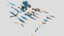 Low poly pack guns / AK-47 / M16 / AR15 / SVD svd, rpg, m16, revolver, indie, uzi, bullet, ar15, gamedev, famas, maxim, tech9, weapon, knife, unity, lowpoly, military, axe, gun, ak47, guns