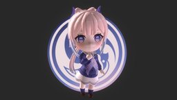 Fanart Student Kokomi nendoroid, clipstudiopaint, substancepainter, blender, zbrush, genshinimpact, kokomi, sangonomiyakokomi