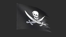 Animated Flag jack, flag, prop, john, game-ready, game-asset, waving, rackham, calico, low-poly, asset, pbr, animation, pirate, animated