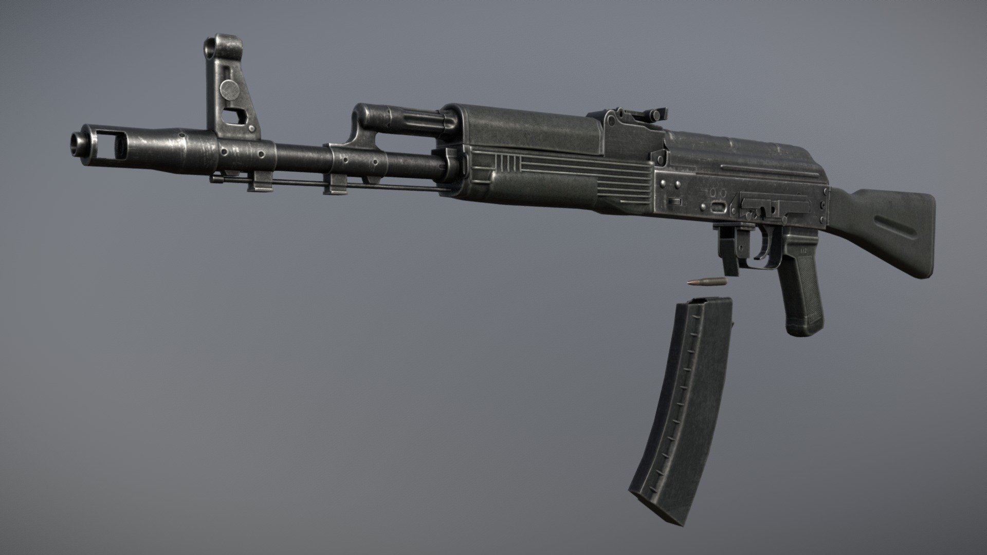 lowpoly gameready model of russian kalashnikov assault rifle model 1974