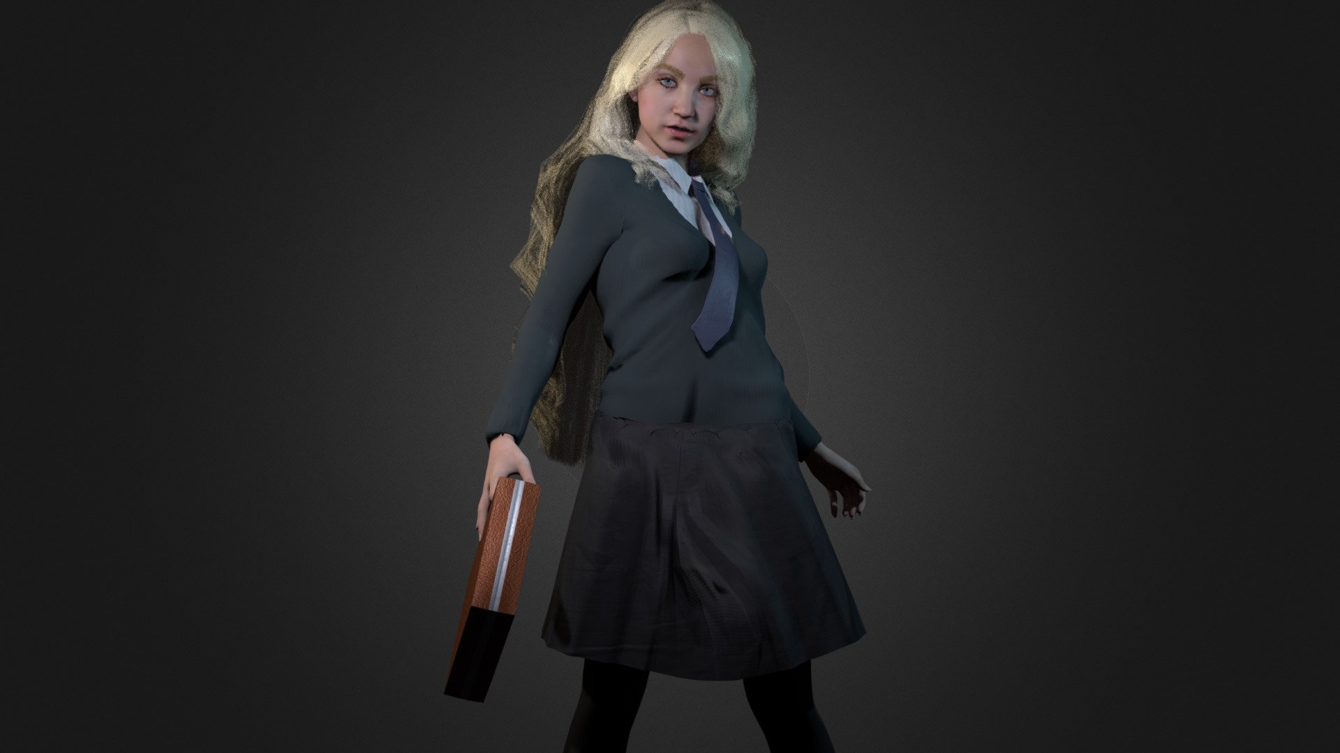 * PLEASE DOWNLOAD THE RAR INSIDE THE ADDITIONAL FILES!!!
Female University Student Girl in Skirt  girl 3D model. Basic animation loop.  Model in Blender file. Body Fully rigged, face basic rig. SSS subsurface scattering. mixamo bone names for animation. Blend file format. (you can export to any format from blender).