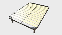 Full size bed frame with small slats modern, frame, wooden, bed, furniture, mattress, slats, substancepainter, substance