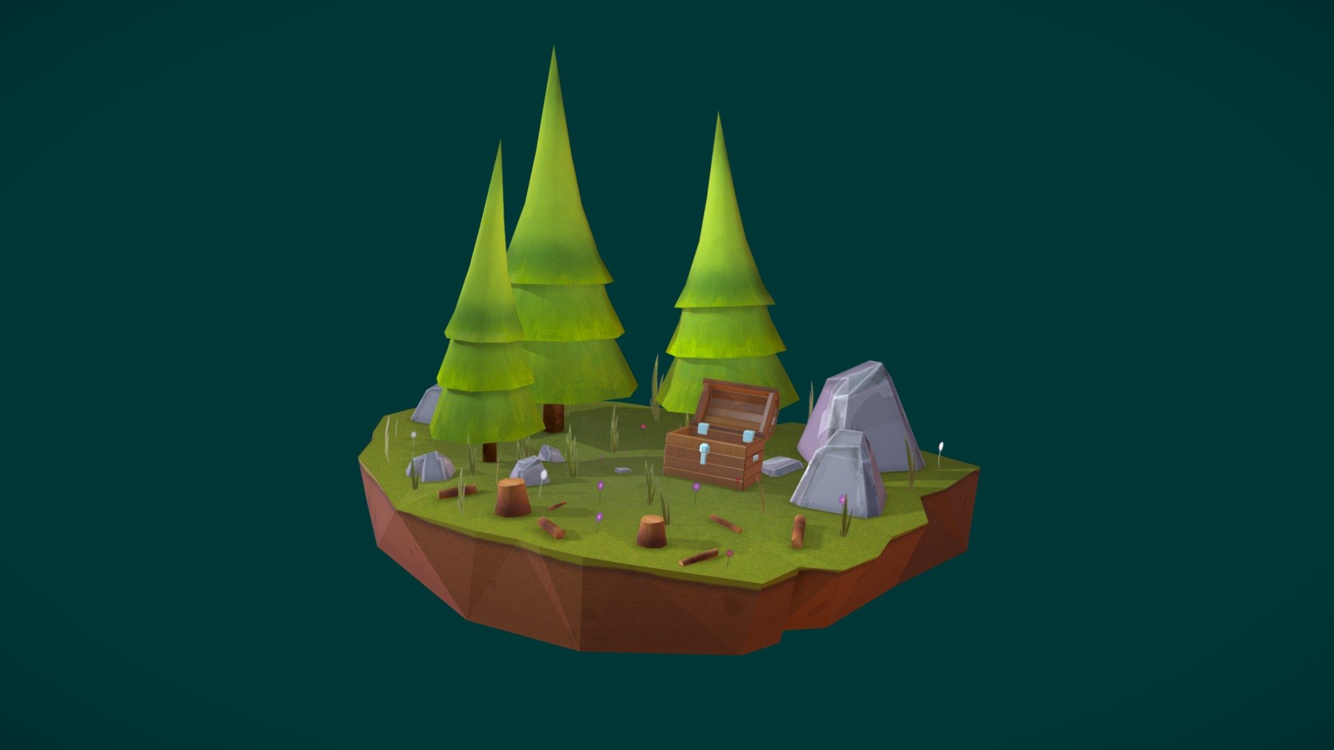 

Forest island is created on Cinema 4d R17

Textures by UVW mapping

Lighting and Render settings on Sketchfab ❤️
