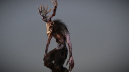 The Wendigo beast, organic, deer, creepy, skinwalker, horrorgame, cryptid, wendigo, horrorgamecharacter, maya, character, skull, creature, zbrush, monster, fantasy, halloween, spooky, horror