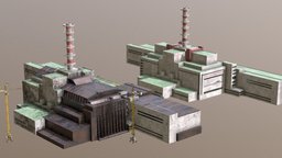 Chernobyl plant -  3. and 4. sarkofag + before wheel, army, park, nuke, chernobyl, powerplant, after, amusement, pripyat, 3d