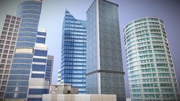 Skyscrapers flying, high, urban, skyscraper, glass, city, building, wall