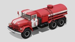 Soviet Fire Service Tanker Truck truck, red, soviet, tanker, brigade, cccp, department, zil, 4k, russia, fire, old, 131, ussr, chernobyl, rescue, unity, game, pbr