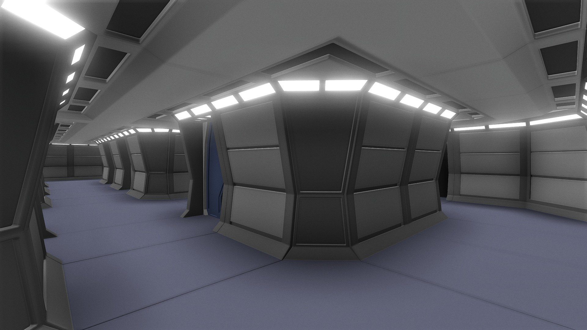 Star Trek Styled Modular Corridor, I wanted to create a modular corridor system that I could quikly form into different corridors for different animation scenes! (: