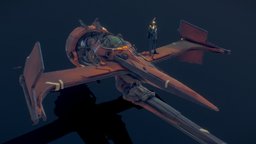 Neon Slums X Cowboy Bebop - Swordfish Mk. III flying, japan, mech, future, punk, korea, retro, signs, tech, cyberpunk, hover, cowboy, neon, spike, william, bebop, slums, will, 90s, cowboybebop, swordfish, modbod, domeyer, vehicle, scifi, ship, anime, space, neonslums