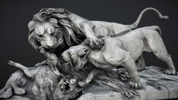 Lion And Lioness cain, 3d-scan, lion, statue, copenhagen, lions, lioness, blackandwhite, nicholas-cain, jarmersplads, photogrammetry, sculpture