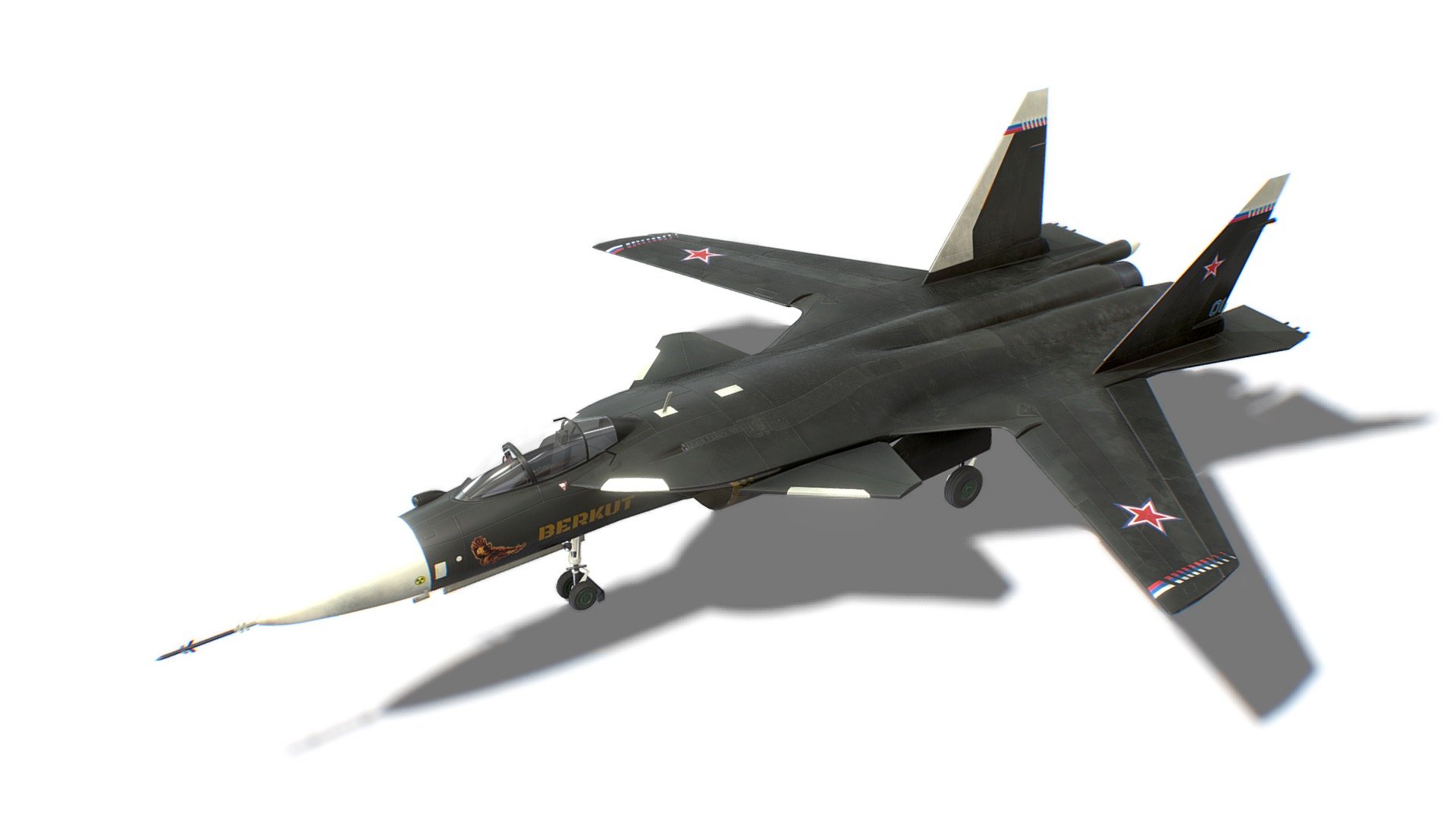 The model looks like a SU-47 Firkin. All parts of the model were made in full accordance with the original. Each dynamical part is separated and has correct pivot points, that allow easy animation and use in games. 

Advanced information:
- single material for whole mesh;
- set of 4K PBR textures;
- set of 4K Unreal PBR textures;
- set of 4K Unity PBR textures;
- set of 4K CryEngine PBR textures;
- FBX, DAE, ABC, OBJ and X3D file formats;
- 4 level of details;

Mesh details:
LOD0 - 13235
LOD1 - 6616
LOD2 - 3308
LOD3 - 299