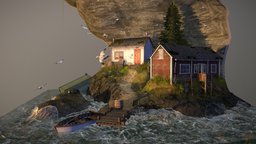 DAE Diorama - By the Ocean dae, norway, cliff, diorama, seaside, coastal, digitalartsandentertainment, daehowest, cliffside, howestdae, noai