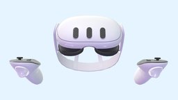Meta Quest 3 Low Poly (Oculus Quest) headset, pro, oculus, vr, hmd, controller, 2, facebook, virtual-reality, metaverse, game