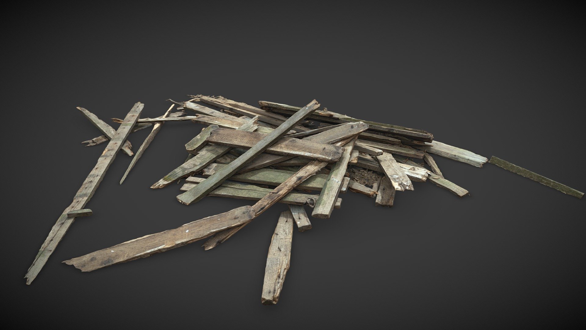 3D scan of old broken wooden planks, boards, pallets, chips on a pile

Reconstructed in RC from 207 DSLR images.

8K texture and diffuse