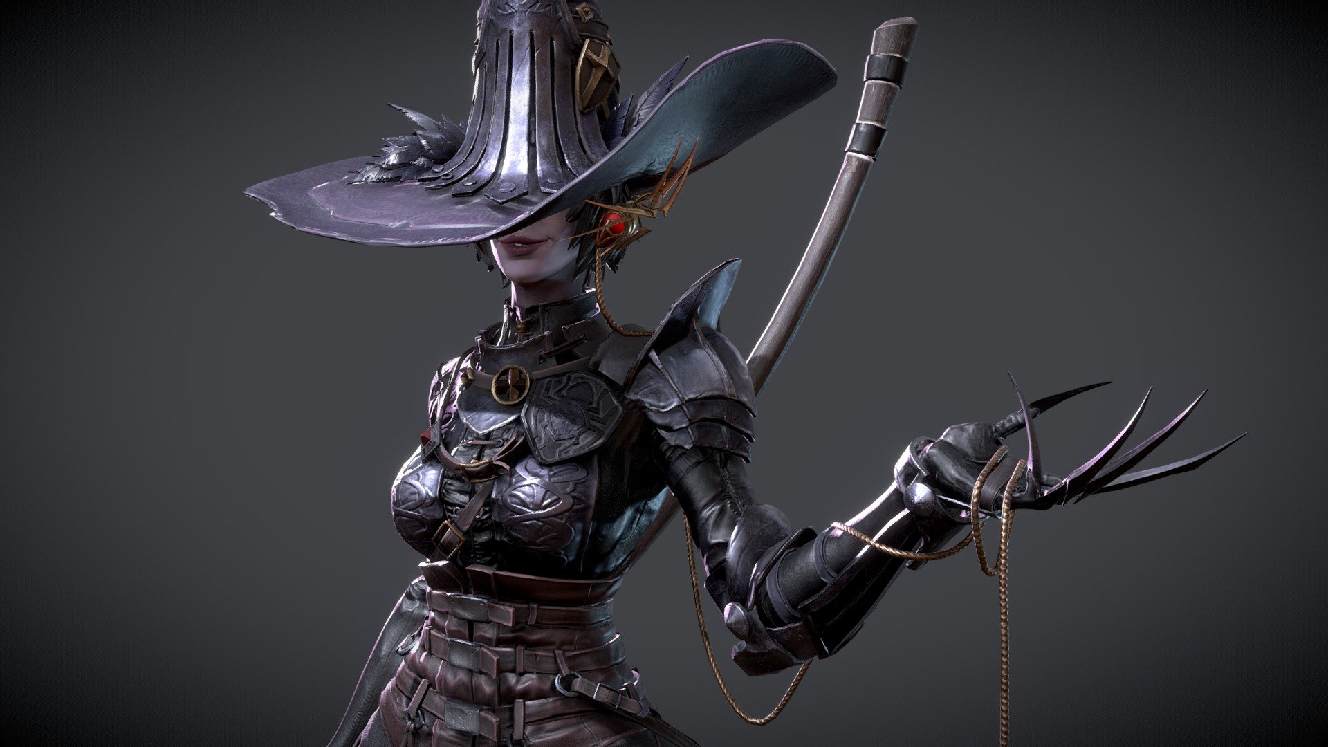 A game ready model of a Lady that charmed me with her Boodborne vibes. 
Check out my full project here!: https://www.artstation.com/artwork/8b5JWq

Wonderful Concept by JIANFENG XING 
https://www.artstation.com/artwork/lDGnXz

Scuplted and Posed in Zbrush, Retopo in Maya, Textured in Substance Painter
