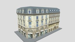Typical Parisian Corner Building 04 france, paris, cafe, european, hotel, restaurant, urban, road, corner, retail, town, old, typical, metropolitan, parisian, tenement, house, city, building, street, shop