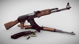 AK-47 Automatic Rifle - Downloadable rifle, ak, gamedev, ak-47, indiedev, assault-rifle, downloadable, game-asset, game-model, weapon-3dmodel, 3d-art, assultrifle, gameready-lowpoly, weapon, maya, substance-painter, maya2018, gun, ak47, download, gameready