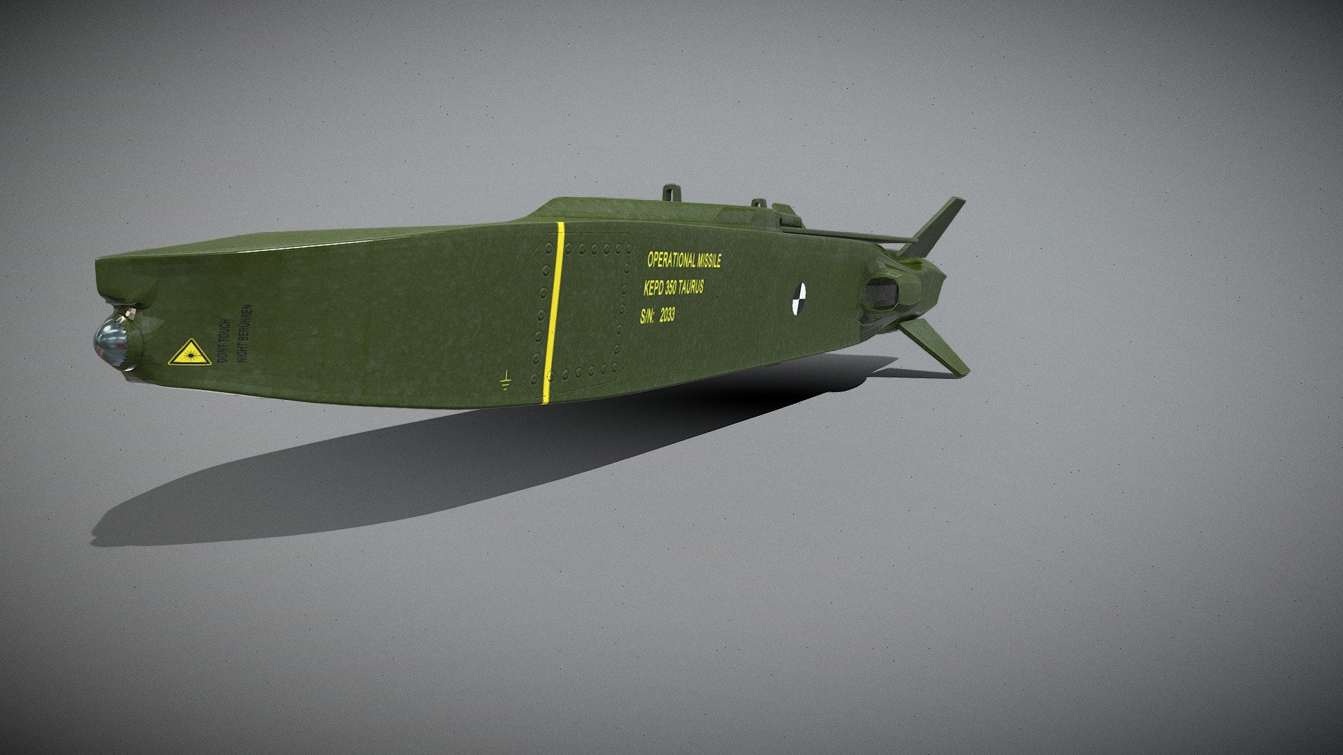 **Taurus KEPD 350 **

air-launched cruise missile

game ready

Range: >500 km
Warhead: Two‐stage tandem MEPHISTO penetrator

I know its not perfect, but im done with it, hope someone likes it