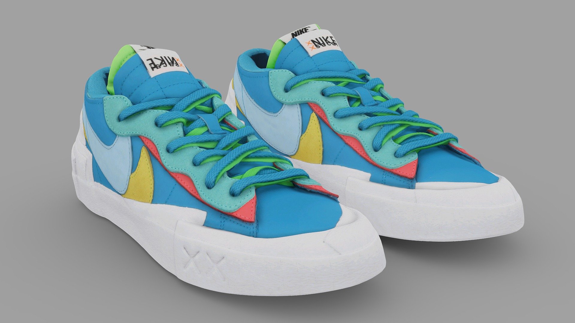 A Very Detailed scanned shoes with High-Quality .

The Mesh is UV unwrapped.

4096x4096 difuse map Texture Maps jpg format，in the compressed file rar.

The textures is lighting baked,the texture is uploaded to preview images.

File contains :

FBX .OBJ .stl.collada(dae).Maya2019,Difuse map Texture(jpg format).

If you want to change the colorway of the shoes, it is easy to do with photopshop. If you want to change the colorway or decrease the polycourt ,I am willing to do it.

This is a professional scanning agency, if you want any other shoes, Don't hesitate to tell me.It will helps a lot.we are available for custom shoes scan.

Don't forget to check my other sneakers,Have a nice day：）