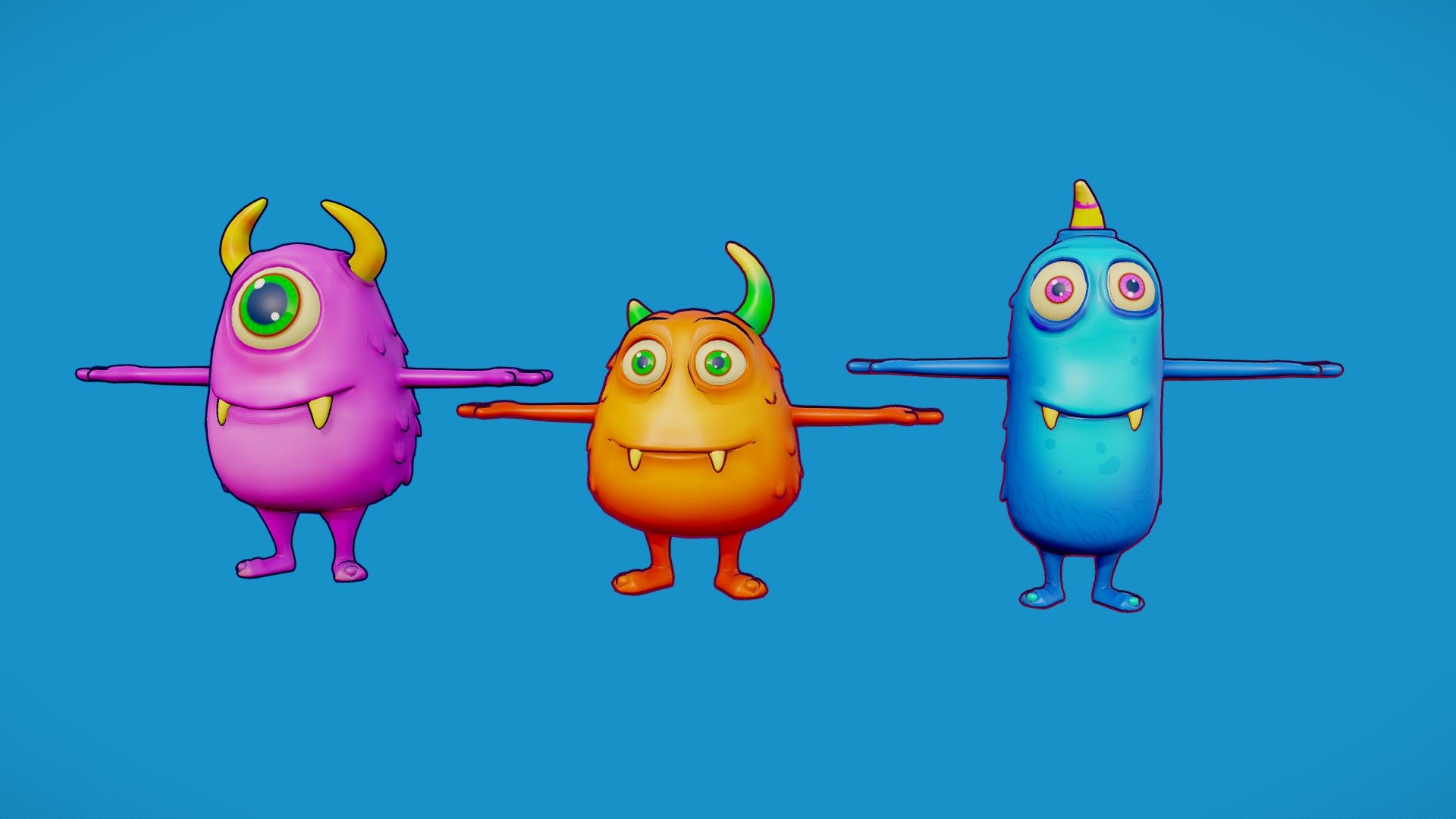 This kit of 3D models features horned little monsters that will make you laugh non-stop. Each one of them has their own personality and unique style, ideal for your video game to life with their peculiar charm.

My Store
https://sketchfab.com/JoRCS/store




included files:

Blender and FBX files

High-resolution textures in PBR format.
