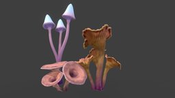 Mushrooms Collection mushroom, fungus, substancepainter, blender, lowpoly, noai