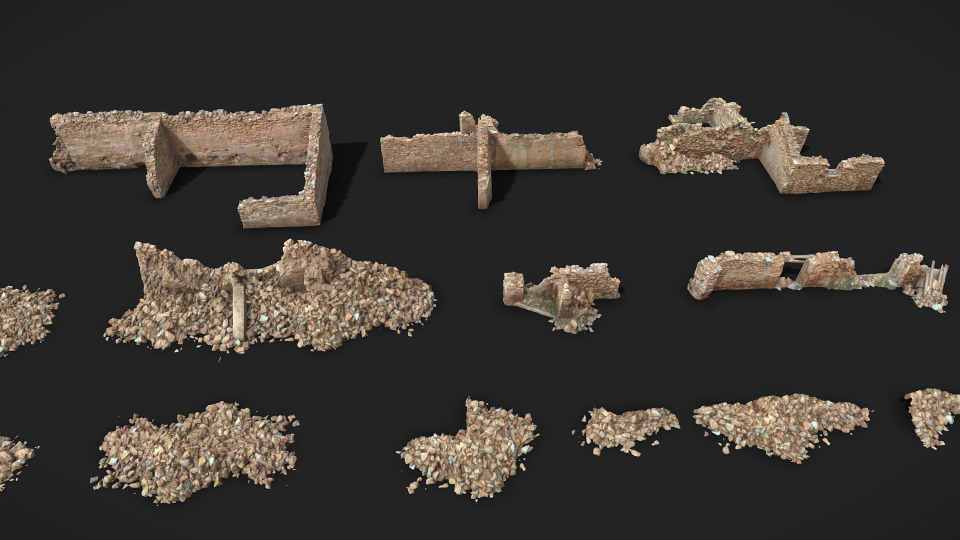 Captured in neutral lighting conditions. Feel free to rotate the lights.

**Old Village House Ruins scanned in Spain with up to 8K PBR textures: **




Albedo

Normal

Roughness

Displacement (additional files)

Additional Files contain:




blender source file + packed textures

.fbx

.obj

textures 8k

Please let me know if something is not working as it should.