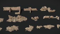 Old Village Building Ruins Scans abandoned, ruins, medieval, broken, big, farm, realistic, old, real, destroyed, large, photoreal, photoscan, photogrammetry, 3d, blender, model, scan, stone, house, building, village, noai