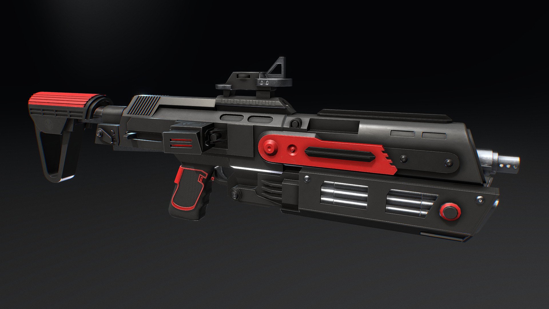 The ST-W48 was a blaster used by the Sith troopers of the Sith Eternal army.

The weapon could be used in a blaster rifle configuration or a blaster carbine configuration where the stock was removed for use in confined spaces. Each ST-W48 had a quarrel-bolt launcher installed below its barrel that used enhanced bowcaster technology for a powerful explosive attack. The rifle's power cell cartridge was located around the mid-point of the weapon's length, above the trigger. The weapon had an auto fire mode that provided a high rate of fire.

During the Battle of Exegol, the climactic confrontation in the First Order's war against the Resistance, many Sith troopers fought using ST-W48 blasters. 

Feel free to use it however you wish with appropriate credits ;)
