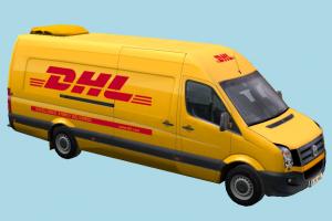 DHL Delivery Bus van, post, volkswagen, delivery, europe, dhl, car, bus, vehicle, truck, carriage