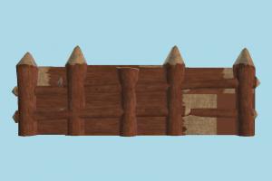 Wooden Fence fence, wooden, railing, wall, lowpoly