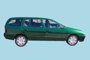 Car Green Low-poly station-car