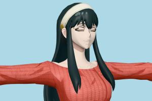 SpyX Yor SpyXAnya, SpyX, toony, female, woman, people, human, xna, characters, rigged