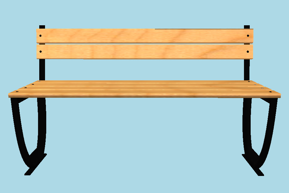 Wooden Garden Bench with Forged Parts 3d model