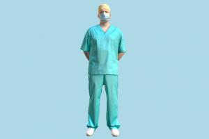 Surgical Doctor scanned-model, scanned, doctor, man, male, hospital, realistic, uniform, surgery, medical, character, posing, human, people