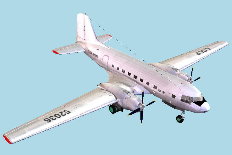 Ilyushin IL14p Military Aircraft 3d model