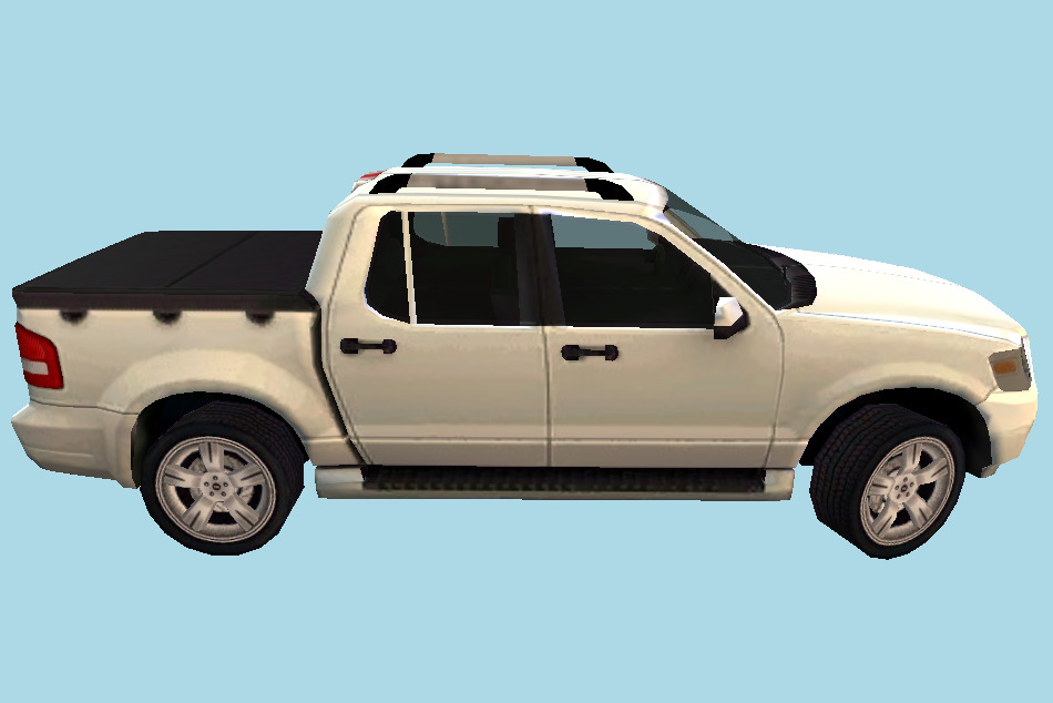 White Ford Pickup Car 3d model