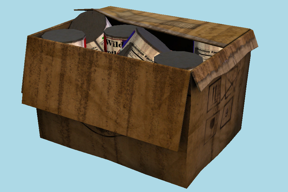 Open Box of Canned Food 3d model