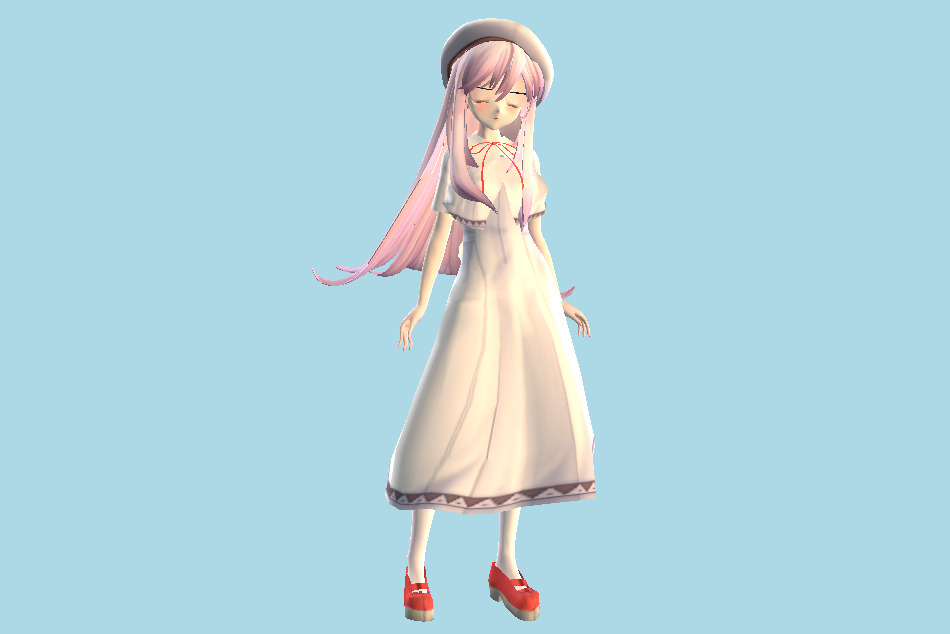 Cute Shy Anime Girl 3d model