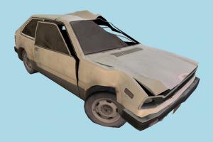 Wrecked Car wrecked, broken, destroyed, car, vehicle, truck, carriage, old