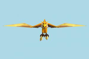 Bird falcon, bird, air-creature, cartoon, lowpoly