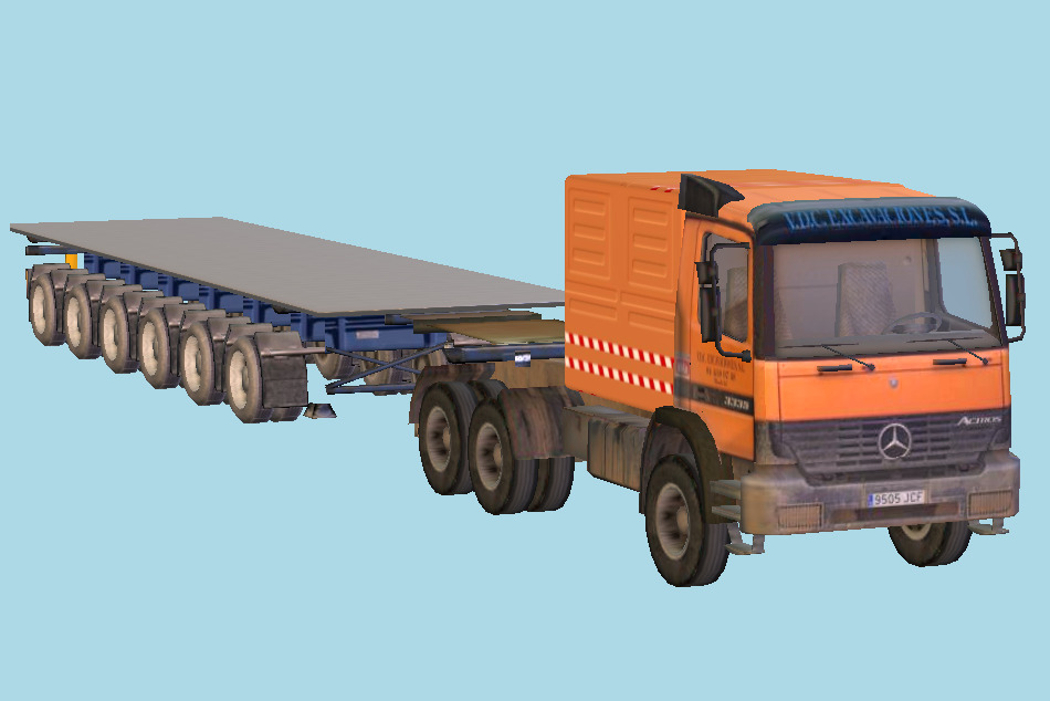 Trailer Truck Mercedes Actros 3335 3d model