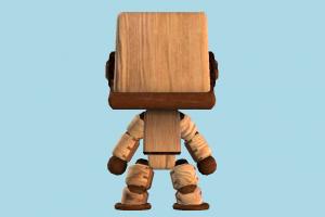 Sackbot robot, wooden, character, cartoon, toy