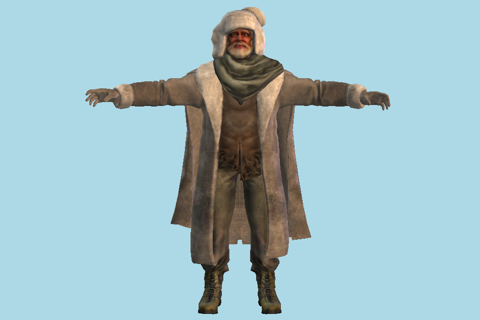 Old Winter Man Trading 3d model