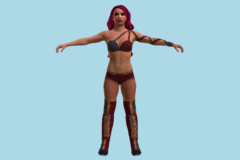 Sasha Banks WWE 2K17 Female Wrestler Superstar Girl 3d model