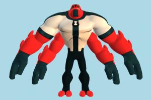 Four Arms Ben10, ben, ten, character, monster, cartoon