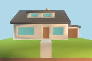 House Low-poly house, home, building, build, apartment, flat, residence, domicile, structure, lowpoly